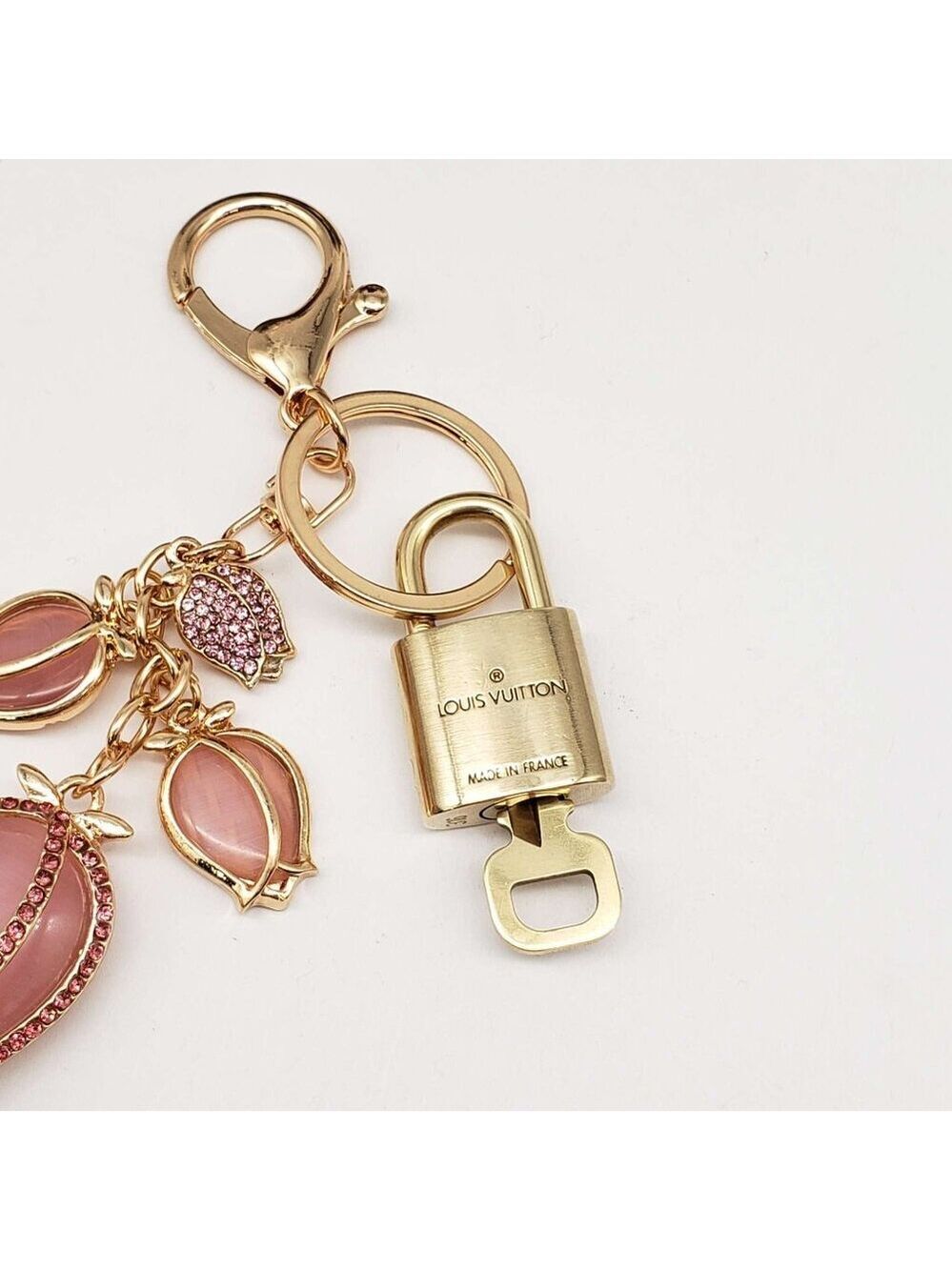 LV Authentic Gold Padlock 🔒 Key Set w/ Unbranded Flower Keychain Charm - Picture 6 of 7